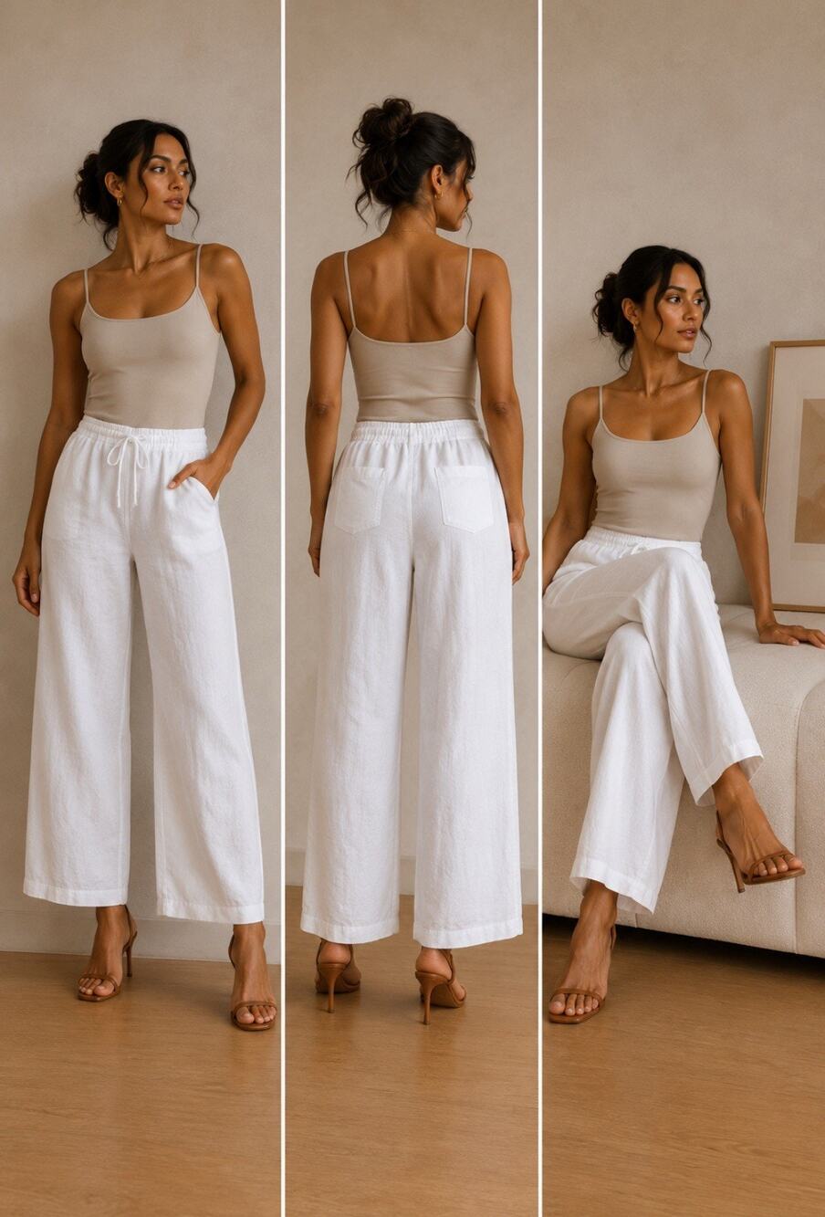 NWT Coastal Resort Boho Old Navy Wide Leg Linen Blend Pants Size XL Bright White